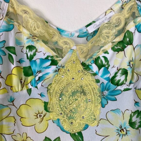 Vintage y2k Charlotte Russe White Floral Pattern Cold Shoulder Blouse Top Size M - Picture 5 of 8